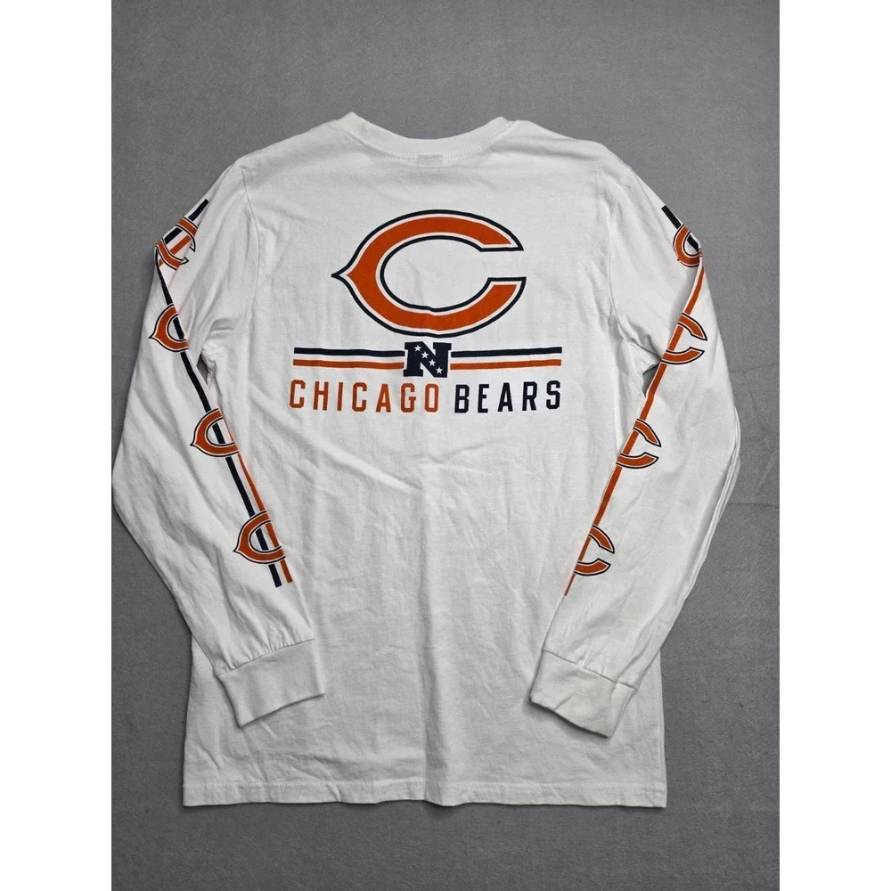 NFL Team Apparel Chicago Bears Football Shirt Mens Medium White Cotton Graphic